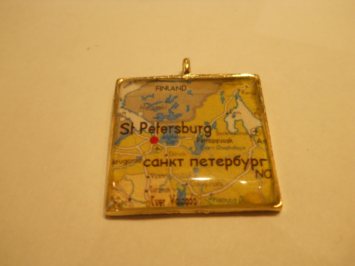 Home. Travel. Military. Adoption. School. Birth. Gold Plated Pendant World Map of Any Location Square Pendant