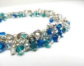 Crystal Chainmaille Bracelet, Blue Crystals Chain Mail Charm Bracelet, Women's Chainmaille Bracelet, Modern Chain Mail Bracelet