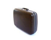 Vintage Samsonite Suitcase Brown Silver Luggage Carrying Case Travel Trunk Hard Shell Handled Retro Mid Century Vacation Accessory