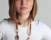 Beige Lace Necklace - Romantic Beaded necklace