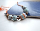 Nursing necklace, Teething necklace - orange blue - breastfeeding babywearing mothers Baby and mom gift