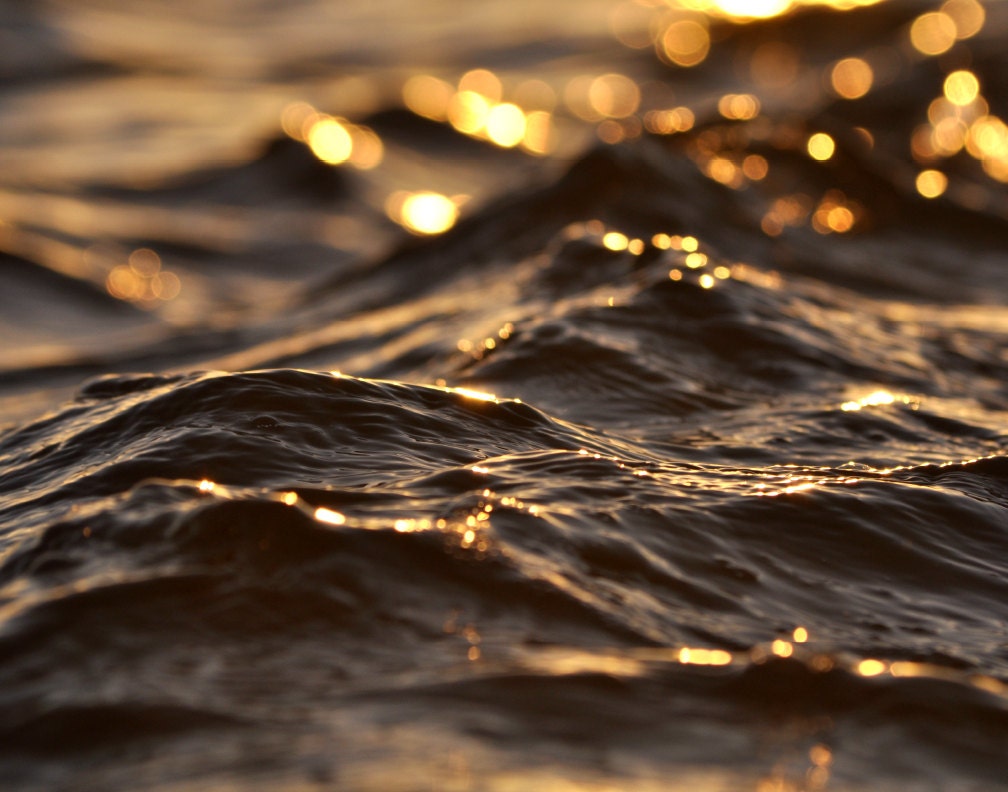 Ocean Photography - Water Photography - gift idea - golden dark amber wall art - 11x14 Photograph - "Rolling Waves" - andpersandstudio