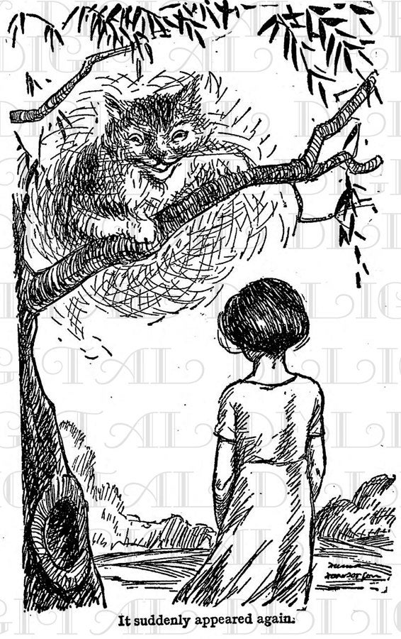 FabTastic CHESHIRE Cat.  ALICE  in Wonderland DIGITAL Download. Vintage Illustration. Vintage Print.