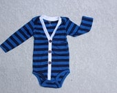 SALE :  Baby Cardigan Onesie - Blue Preppy Baby Boy Cardi - Perfect for a Fall or Winter Baby Shower Gift