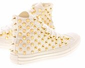 Studded Converse, Gold studs with white Converse Chuck by CUSTOMDUO on ETSY