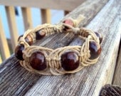 Boho Bracelet Macrame, Wooden Beads, Eco-friendly Jewelry, Fishbone Knot