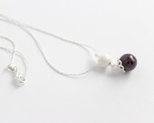 Dark Plum Faux Pearl and Silver Beaded Chain Pendant - Handmade Pendant - Purple Jewelry - Ready to Ship