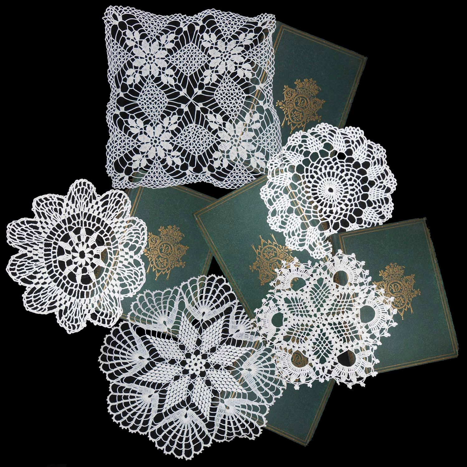 antique crochet doily instant collection 7 pcs shabby chic party decorations white table decor