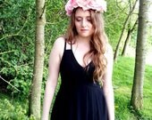Flower Crown Floral crown headpiece headband wreath with pink silk roses festival - 'Satin Rose'