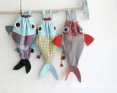 Along with my Fish friend - Drawstring backpack for children- Nursery - Made to order