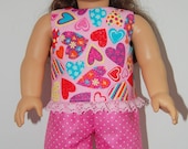 Pink Hearts Short Set 18" American Girl Doll Clothes 2 piece outfit  DYD102