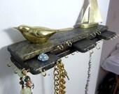 Jewelry Hanger Organizer Stacked Wood Espresso Marbled Gold