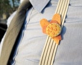 Embroidered Wedding Brooch Boutonniere - Lovesick Laurie - Yellow, Peach, Pink Heart shaped fun