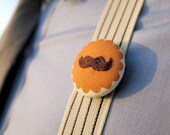 Dapper Dan Mustache Wedding Badge  -  Tangerine - 9 Other Color Options Hand-Embroidered Goodness