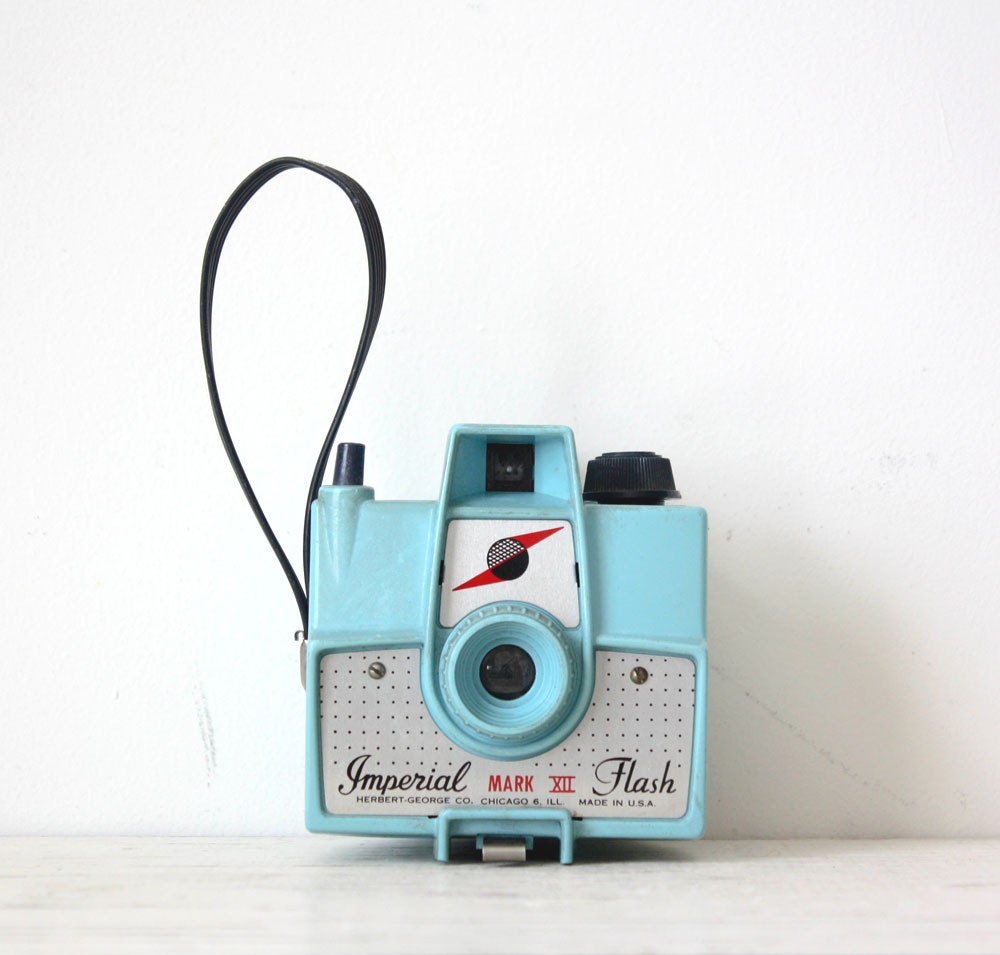 Vintage Aqua Blue Imperial Mark XII Camera WORKING