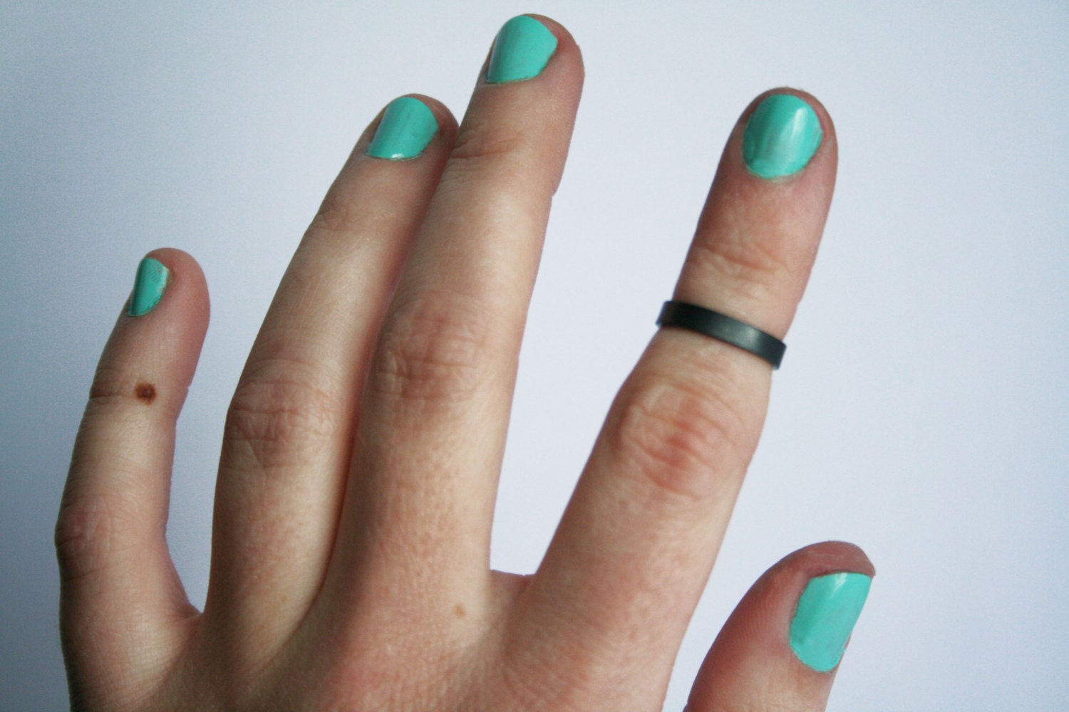 Black Thick Knuckle Ring, Thick Midi Ring, Oxidized Silver, Simple Ring