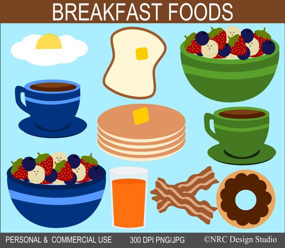 Breakfast Food Clip Art Graphics - Digital Clipart Commercial Use - Instant Download Il_570xn