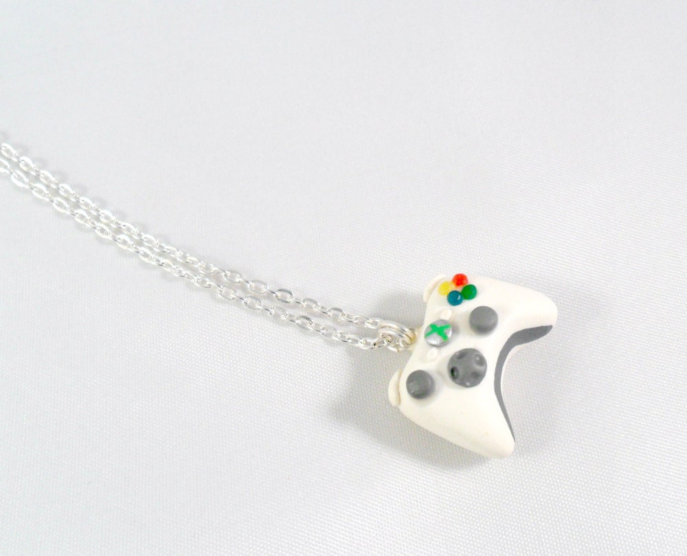XBOX 360 Controller Necklace, Silver Plated Chain :)