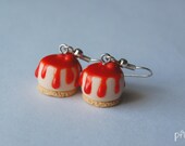 Cherry Cheesecake Polymer Clay Silver Plated Earrings