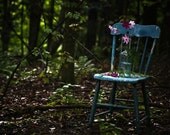 11x14"..Blue Chair with Flowers..Woodland..Nature Inspired..Cottage Chic..fine art photography..child's room decor