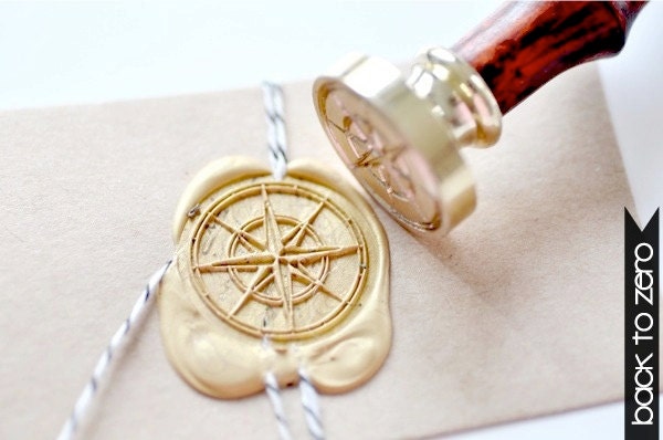 Compass Gold Plated Wax Seal Stamp x 1