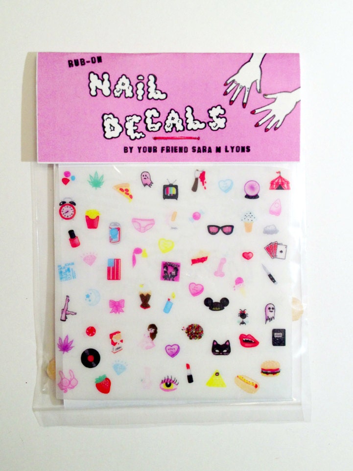 CUTE & SLEAZY teeny tiny nail decals - COLOR