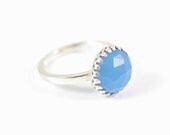 Blue Chalcedony Ring made in your size Sterling Silver Stacking Size 6 Silversmithed Metalsmithed - ManariDesign