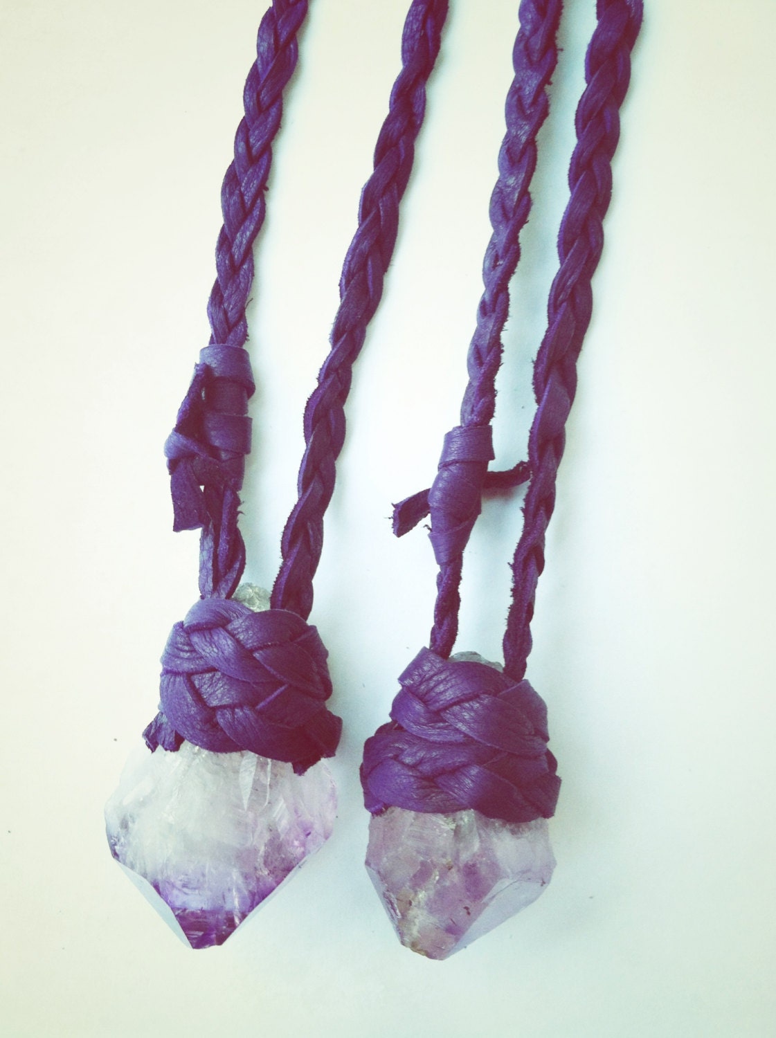 pendulum- amethyst and leather