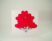 Valentine Card - Personalized Valentines Handmade Greeting Card - Red Heart Balloons - Anniversary
