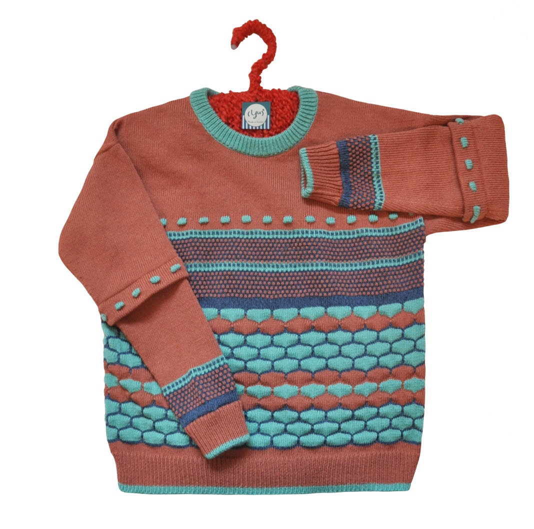 Spring Melon and Grapefruit jumper // Hand machine knit // For her // For him