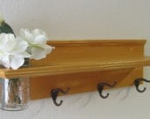 Shabby Chic Nautical Beach Cottage Entryway Flower Vase Shelf Key hook Coat Towel Hat Rack Hanger in Distressed Yam