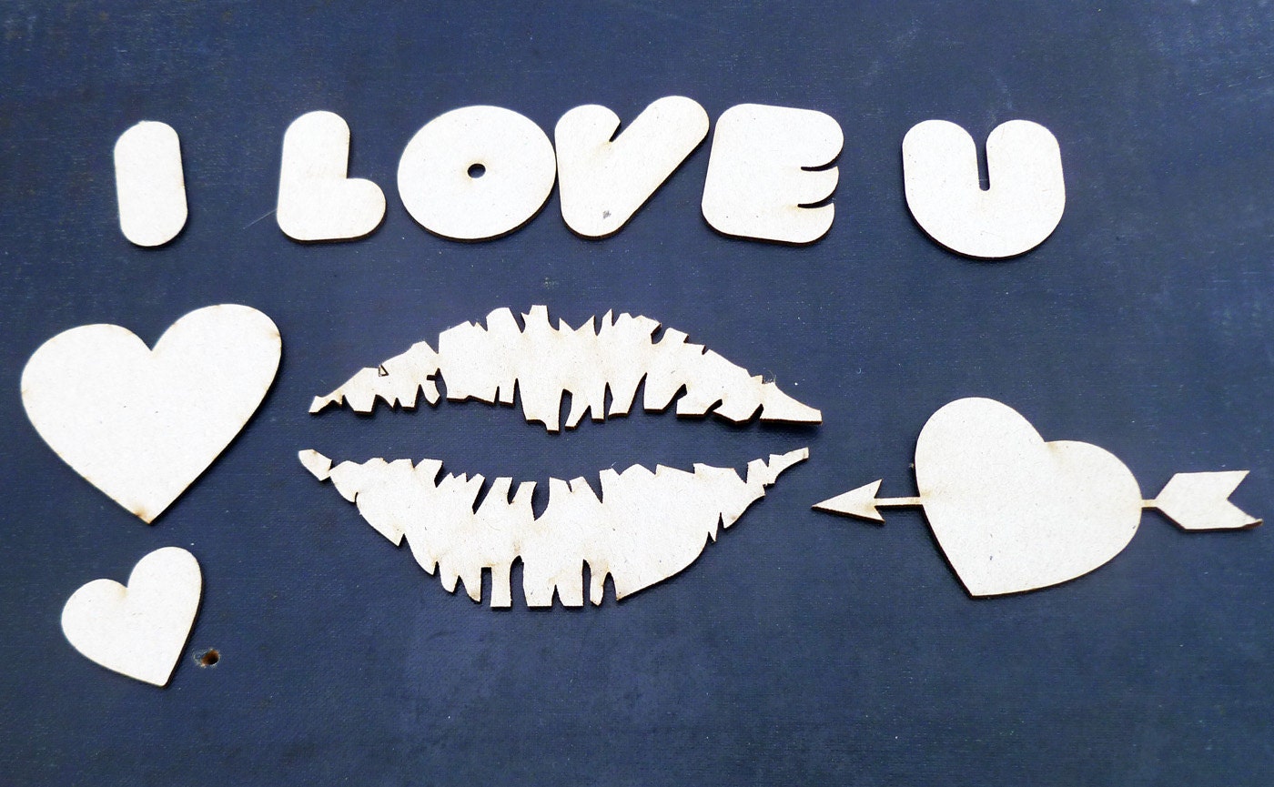 I Love You Die Cut Embellishments Wedding Romance Anniversary Paper Cupid Arrow Heart Lips Kiss Scrapbook Card Craft Supply Destash