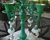 Stunning Turquoise and Green Brass Vintage Candelabra