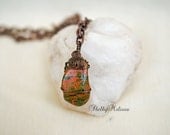 Copper and Brass Unakite Necklace- Vision