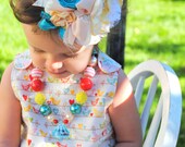 EASTER  - GARDEN PARTY - Girl Headband Hair Accessories - Girl Clothing  - Little Girl Rosette Satin Flower M2m Dress - Toddler - Children