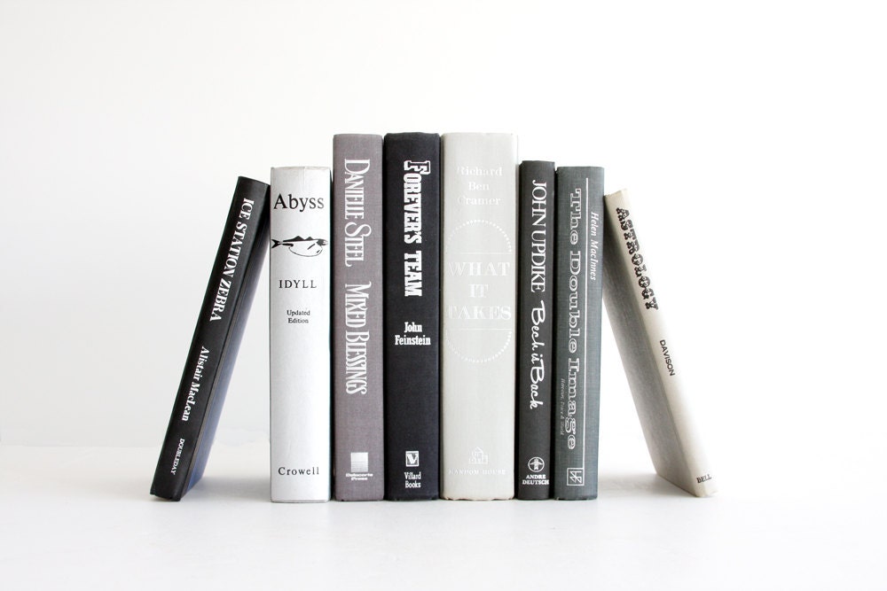 Sleek Modern Decorative Book Decor - Black Grey Silver - Elegant Wedding Decor - Vintage Books - Shades of Grey - Minimalist - VintageScholar