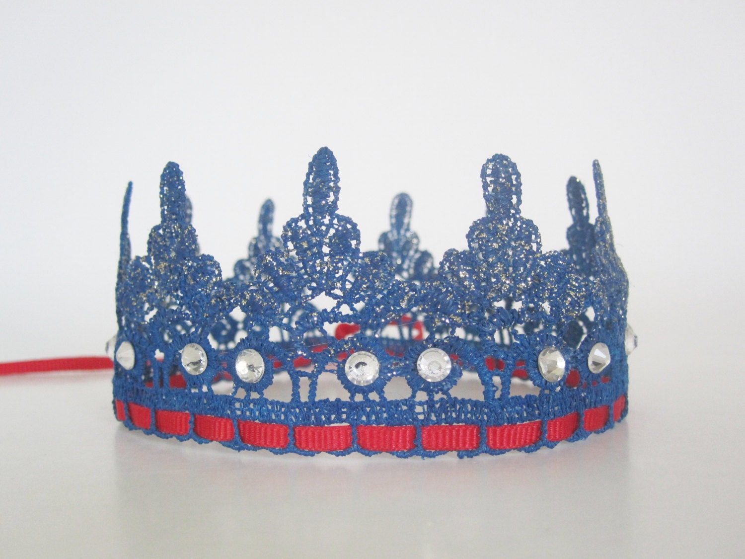 Red White and Blue, Patriotic, 4th of July, Nautical Lace Crown Halo Headband and Photography Prop - Newborn, Baby, Girl, Toddler Lace Crown
