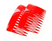 Vintage Hair Comb Set, Halloween Orange, Designer FRANCE, 1970s Mid Century, Summer Fall Autumn Accessory Jewelry