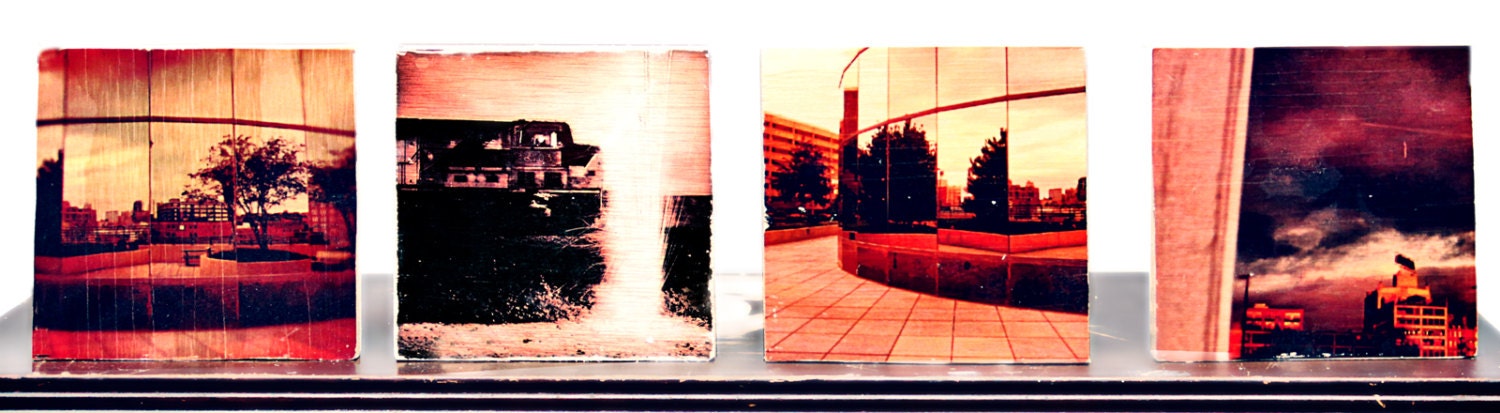 Your Instagram Photos Transferred onto Wood- Set of four 5X5's (Free Shipping)