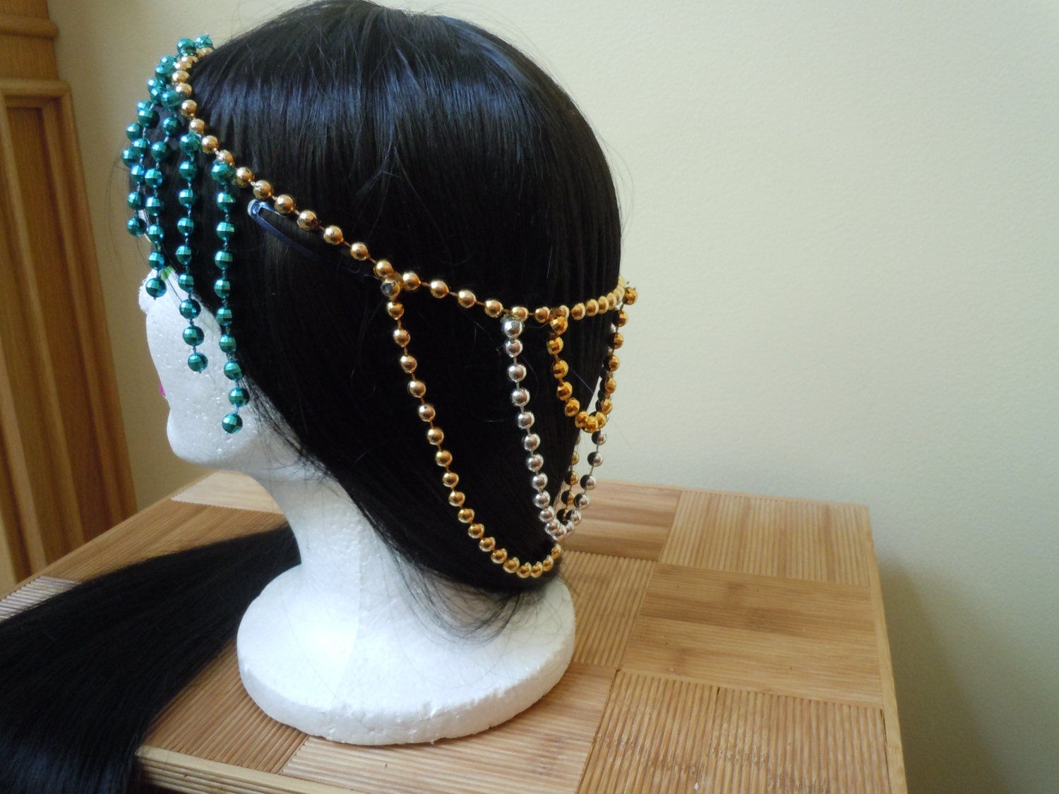 Mermaid-Blue Plastic Beaded Hair Clips - Fairy Princess Headdress - Fantasy Costume Headpiece - Mardi Gras Bead Hair Pin - Items Under 10