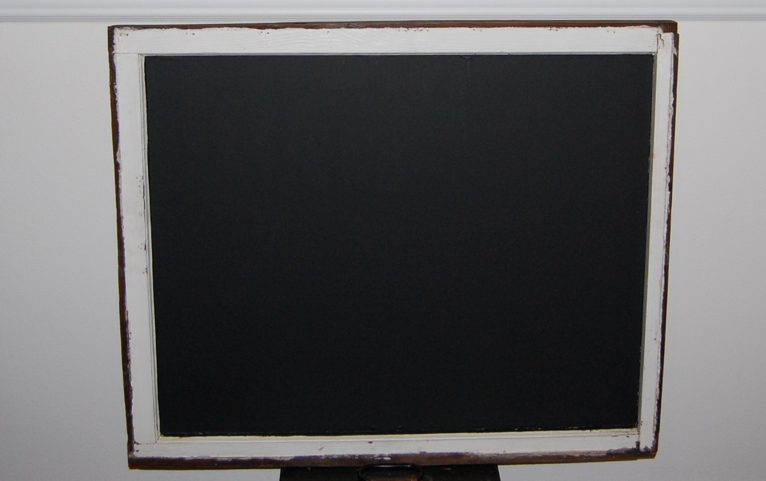 Upcycled Vintage Window Chalkboard Wood Shabby Chic Old Country Cottage White Brown & Black Large 33" x 28"