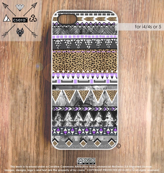 Tribal iPhone 5 Case Aztec iPhone 4 Case Leopard Print Design - iPhone 4s Case, Geometric iPhone Case, Accessories - Plastic iPhone 4 Case