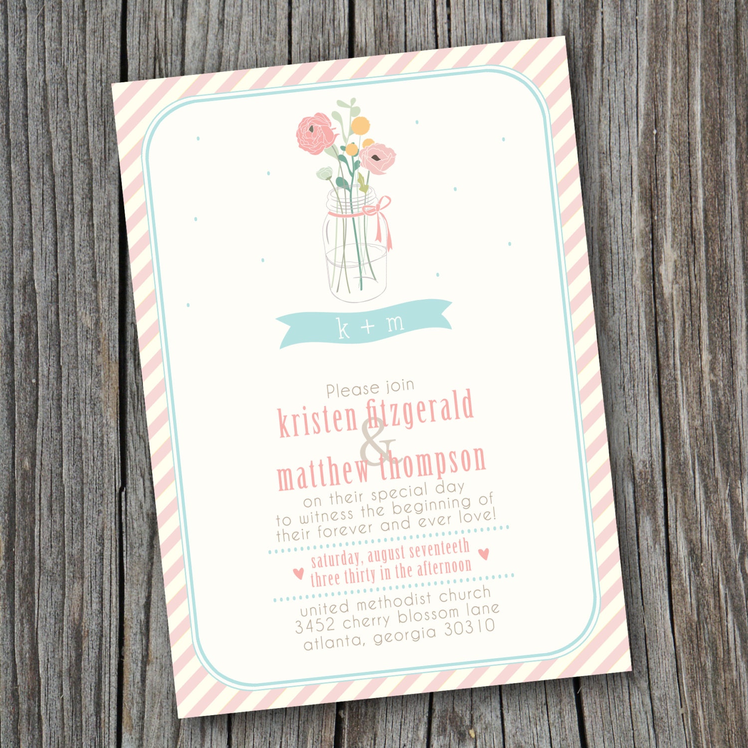 Wedding Invitation - Printable, Custom - DIY Wedding - MODERN, VINTAGE, Rustic, Sweet