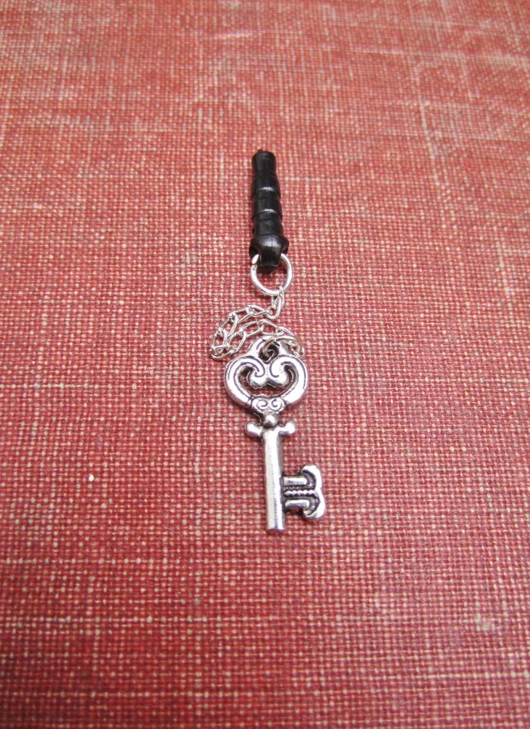 Silver Skeleton Key iPhone Charm (Dust Plug)