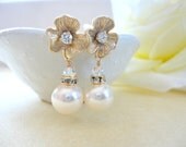Bridal earrings - Swarovski Crystals and CZ Flower Earrings