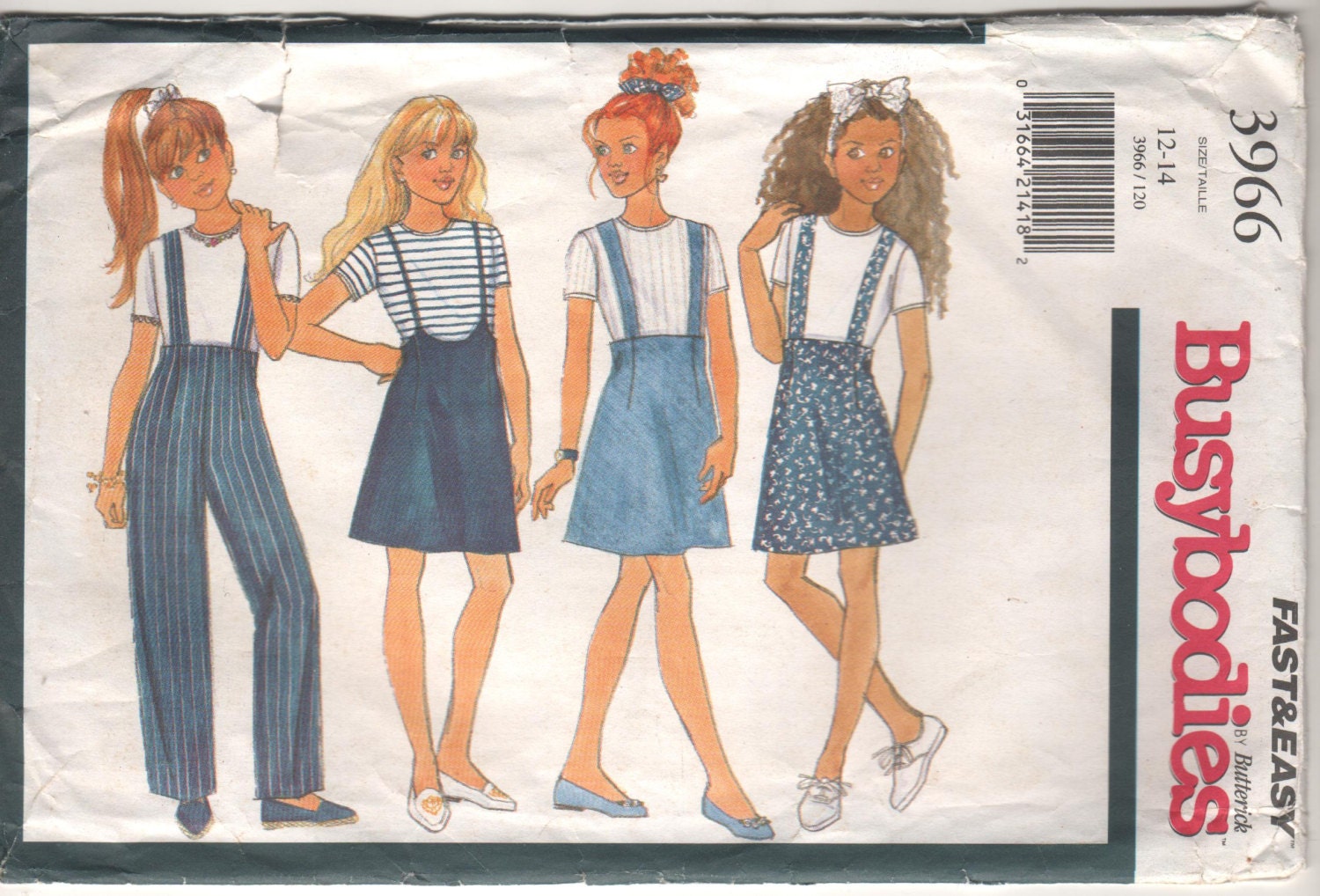 Girls 12-14 Busybodies Skirt, Pants, & T-Shirt - OOP Butterick Pattern 3966