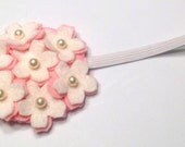 Hair Accessories - Baby Headbands - Flower Headbands - Baby Girl Headbands - Infant Headbands - Pink Cherry Blossom Felt Flower Headband