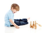 Wooden Bowling Game - 6 Pin Natural Skittles Set - Montessori Wood Toy - Eco-Friendly Gift for a Toddler or Preschooler