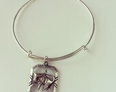 modern sterling silver bangle with taurus zodiac charm - handmade // vintage