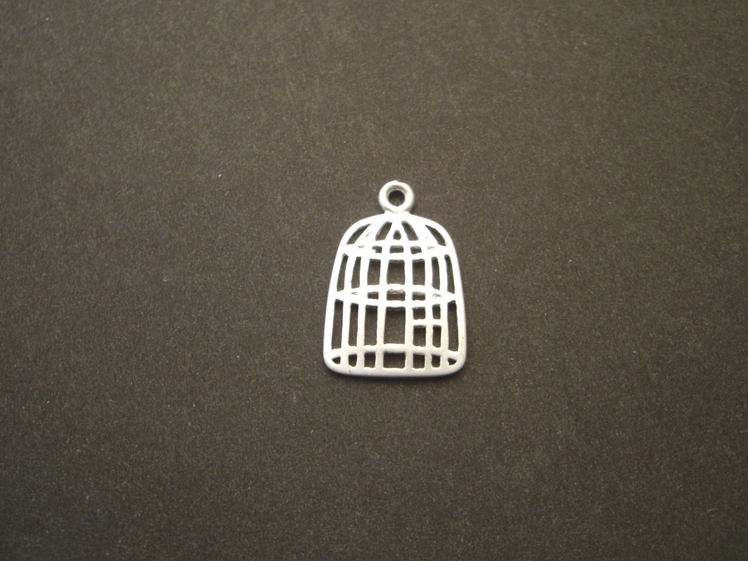 Matte Silver Plated Bird Cage pendant Charms,23x16mm,6 Pcs